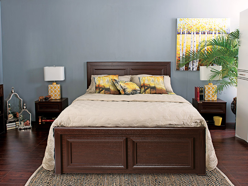 Ripple Queen Size Bed With 2 Bedside Tables